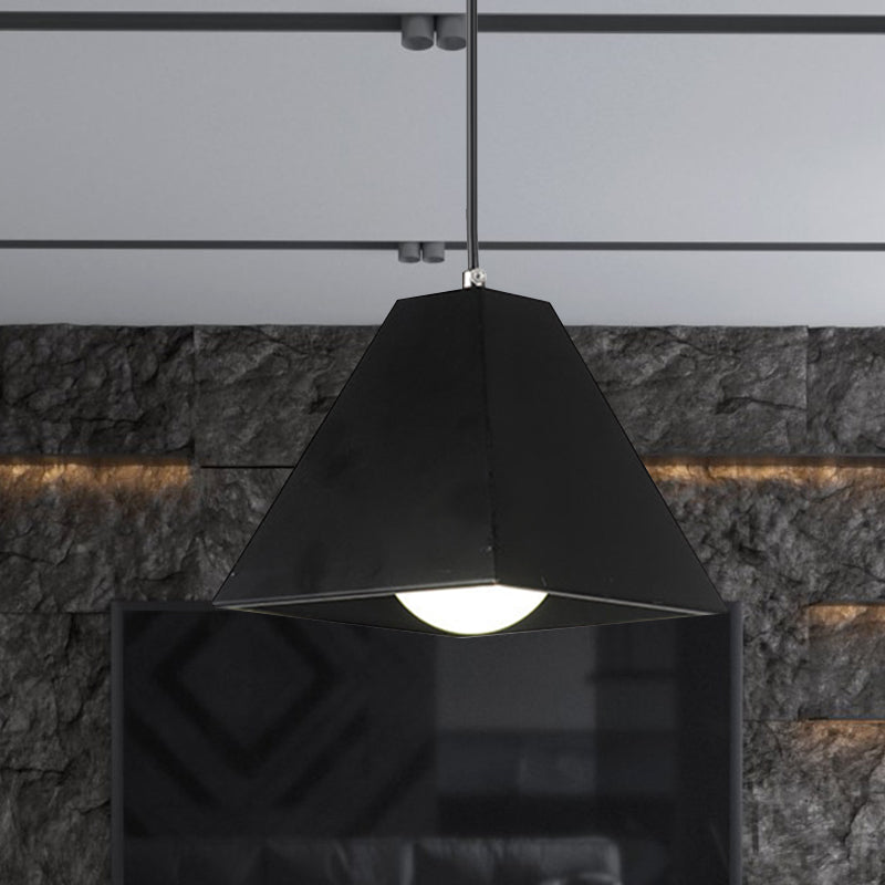 Pyramid Living Room Hanging Lamp Modern Metal 1 Light Black/White Pendant Lighting with Adjustable Cord Clearhalo 'Ceiling Lights' 'Modern Pendants' 'Modern' 'Pendant Lights' 'Pendants' Lighting' 1158618