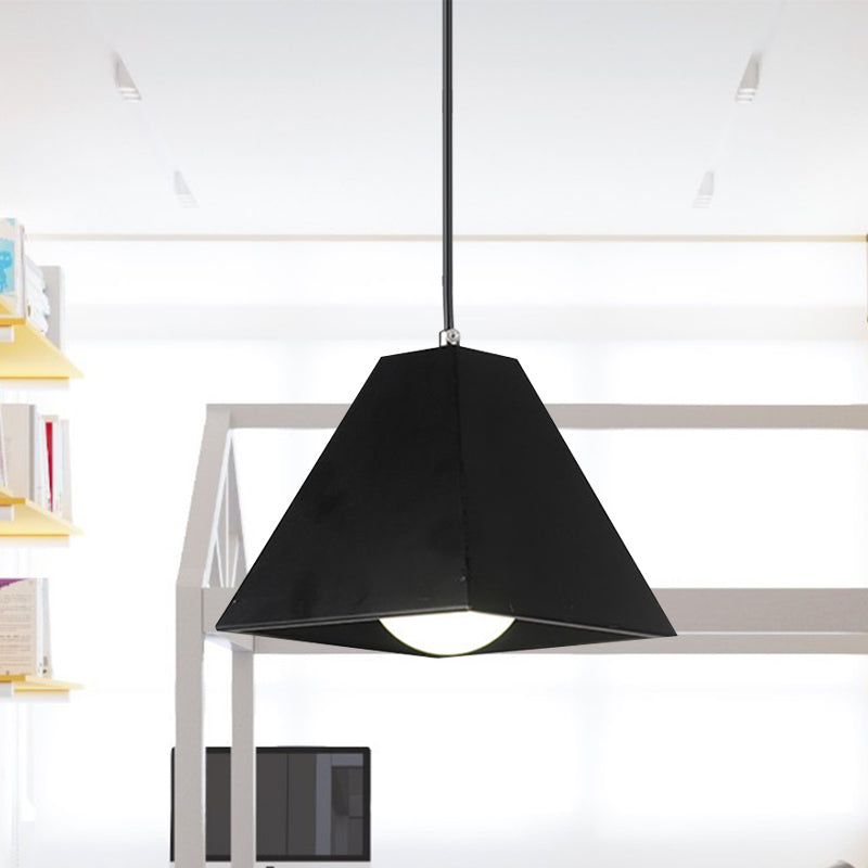 Pyramid Living Room Hanging Lamp Modern Metal 1 Light Black/White Pendant Lighting with Adjustable Cord Clearhalo 'Ceiling Lights' 'Modern Pendants' 'Modern' 'Pendant Lights' 'Pendants' Lighting' 1158619