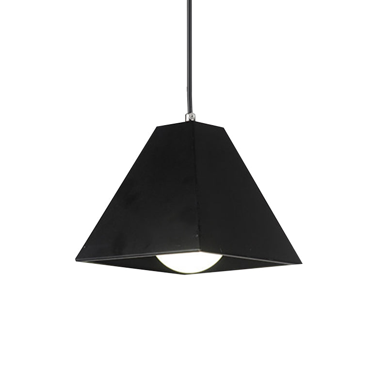 Pyramid Living Room Hanging Lamp Modern Metal 1 Light Black/White Pendant Lighting with Adjustable Cord Clearhalo 'Ceiling Lights' 'Modern Pendants' 'Modern' 'Pendant Lights' 'Pendants' Lighting' 1158620