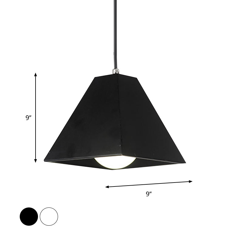 Pyramid Living Room Hanging Lamp Modern Metal 1 Light Black/White Pendant Lighting with Adjustable Cord Clearhalo 'Ceiling Lights' 'Modern Pendants' 'Modern' 'Pendant Lights' 'Pendants' Lighting' 1158621