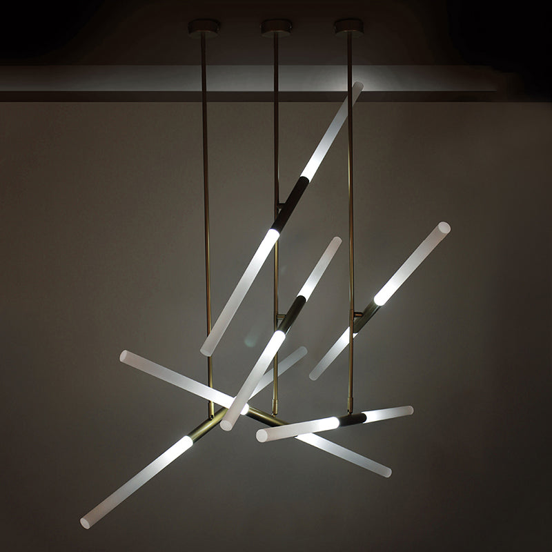 Acrylic Tubular Chandelier Modern 2/4/6 Lights Black/White/Gold Ceiling Pendant in Warm/White Light Clearhalo 'Ceiling Lights' 'Chandeliers' 'Modern Chandeliers' 'Modern' Lighting' 115941