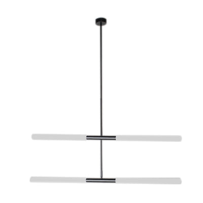 Acrylic Tubular Chandelier Modern 2/4/6 Lights Black/White/Gold Ceiling Pendant in Warm/White Light 4 Black Clearhalo 'Ceiling Lights' 'Chandeliers' 'Modern Chandeliers' 'Modern' Lighting' 115943