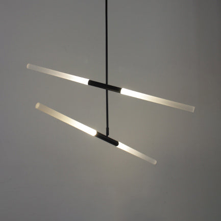 Acrylic Tubular Chandelier Modern 2/4/6 Lights Black/White/Gold Ceiling Pendant in Warm/White Light Clearhalo 'Ceiling Lights' 'Chandeliers' 'Modern Chandeliers' 'Modern' Lighting' 115944