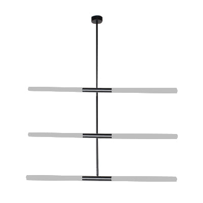 Acrylic Tubular Chandelier Modern 2/4/6 Lights Black/White/Gold Ceiling Pendant in Warm/White Light 6 Black Clearhalo 'Ceiling Lights' 'Chandeliers' 'Modern Chandeliers' 'Modern' Lighting' 115945