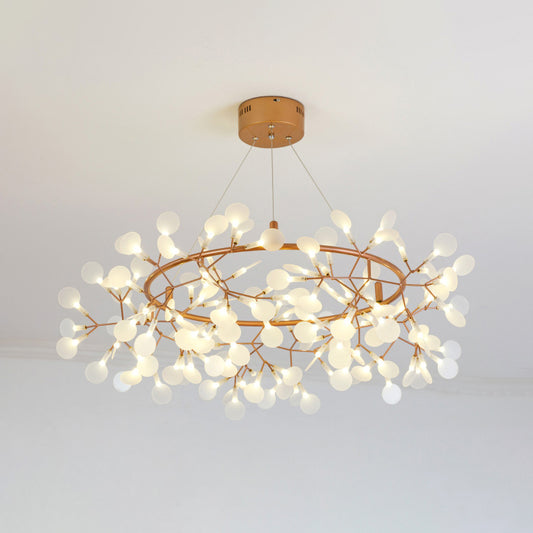 Branch Chandelier Light Fixture with Leaf Deco Modern Style Acrylic and Metal 81/108 Lights Gold Hanging Lamp Clearhalo 'Ceiling Lights' 'Chandeliers' 'Modern Chandeliers' 'Modern' Lighting' 115998