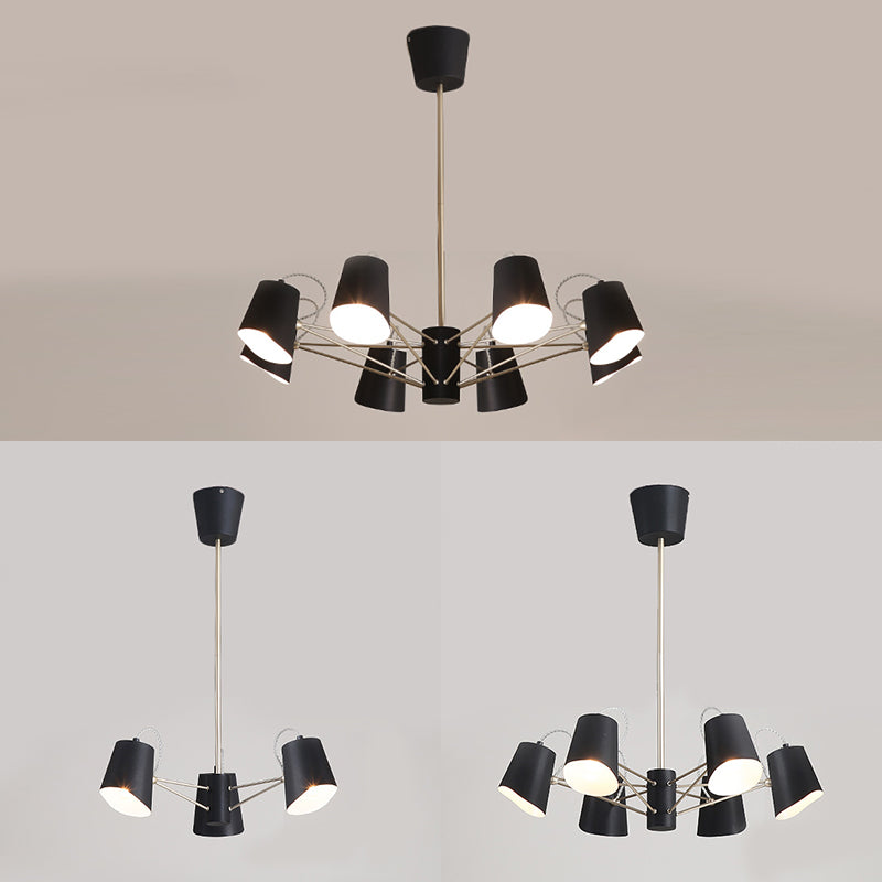 3/6/8 Lights Bucket Chandelier Light Contemporary Metal Black Pendant Light Fixture for Living Room Clearhalo 'Ceiling Lights' 'Chandeliers' 'Modern Chandeliers' 'Modern' Lighting' 116099