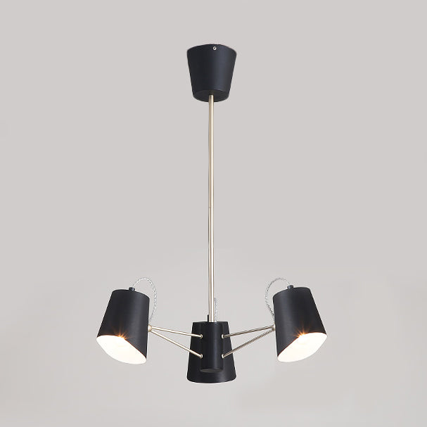 3/6/8 Lights Bucket Chandelier Light Contemporary Metal Black Pendant Light Fixture for Living Room 3 Black Clearhalo 'Ceiling Lights' 'Chandeliers' 'Modern Chandeliers' 'Modern' Lighting' 116100