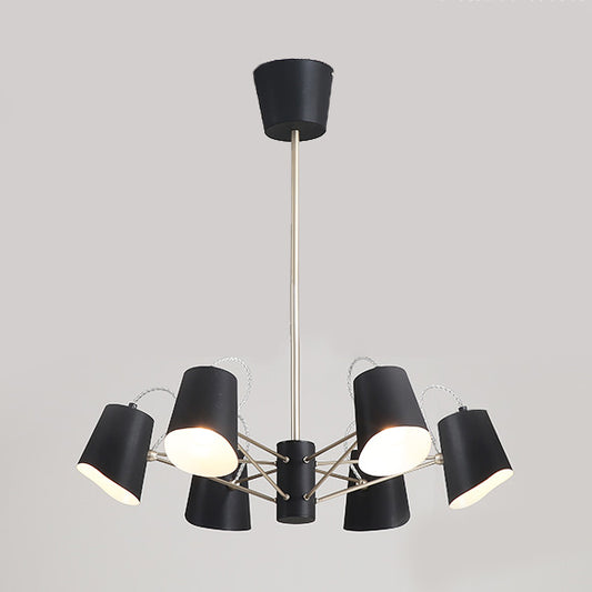 3/6/8 Lights Bucket Chandelier Light Contemporary Metal Black Pendant Light Fixture for Living Room 6 Black Clearhalo 'Ceiling Lights' 'Chandeliers' 'Modern Chandeliers' 'Modern' Lighting' 116101