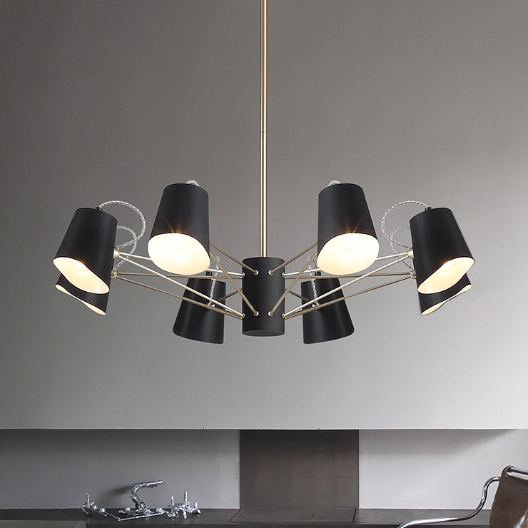 3/6/8 Lights Bucket Chandelier Light Contemporary Metal Black Pendant Light Fixture for Living Room Clearhalo 'Ceiling Lights' 'Chandeliers' 'Modern Chandeliers' 'Modern' Lighting' 116102