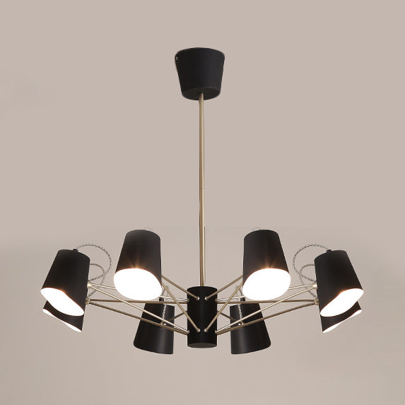 3/6/8 Lights Bucket Chandelier Light Contemporary Metal Black Pendant Light Fixture for Living Room 8 Black Clearhalo 'Ceiling Lights' 'Chandeliers' 'Modern Chandeliers' 'Modern' Lighting' 116103