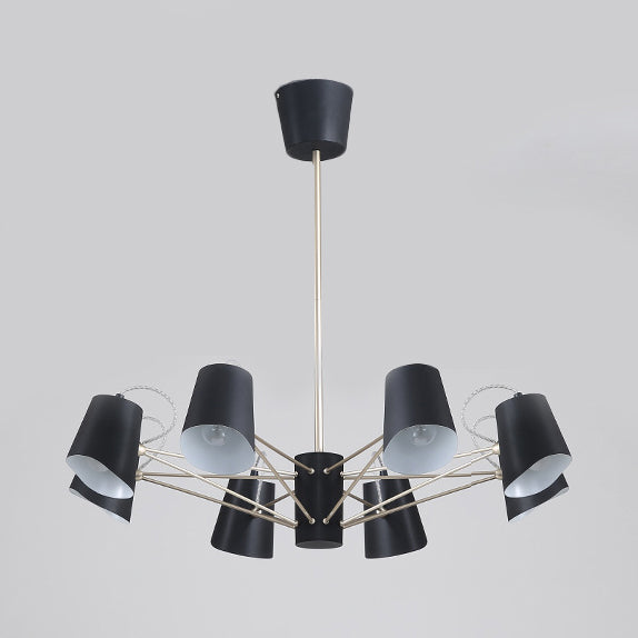 3/6/8 Lights Bucket Chandelier Light Contemporary Metal Black Pendant Light Fixture for Living Room Clearhalo 'Ceiling Lights' 'Chandeliers' 'Modern Chandeliers' 'Modern' Lighting' 116104