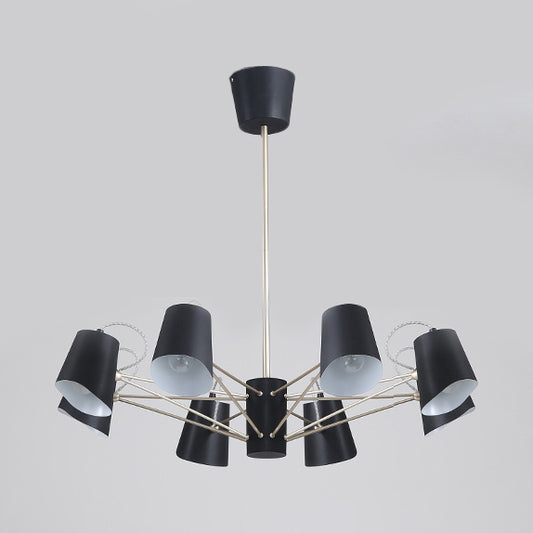 3/6/8 Lights Bucket Chandelier Light Contemporary Metal Black Pendant Light Fixture for Living Room Clearhalo 'Ceiling Lights' 'Chandeliers' 'Modern Chandeliers' 'Modern' Lighting' 116104