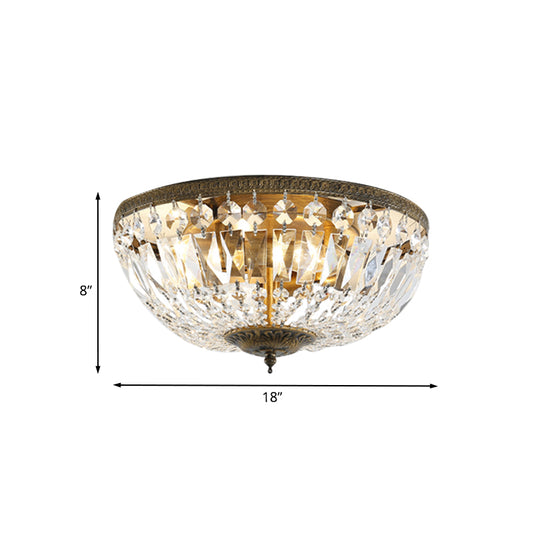 Dome Crystal Flush Mount Ceiling Fixture Glam Flushmount Light in Antique Bronze Finish Clearhalo 'Ceiling Lights' 'Close To Ceiling Lights' 'Close to ceiling' 'Flush mount' Lighting' 1162222