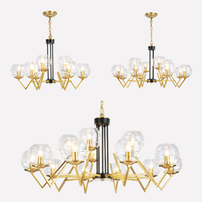 Candle Living Room Chandelier with Oval Shade Gold Modern Elegant Pendant Light in Gold Finish Clearhalo 'Ceiling Lights' 'Chandeliers' 'Modern Chandeliers' 'Modern' Lighting' 116663