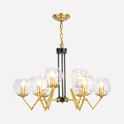 Candle Living Room Chandelier with Oval Shade Gold Modern Elegant Pendant Light in Gold Finish 9 Gold Clearhalo 'Ceiling Lights' 'Chandeliers' 'Modern Chandeliers' 'Modern' Lighting' 116664