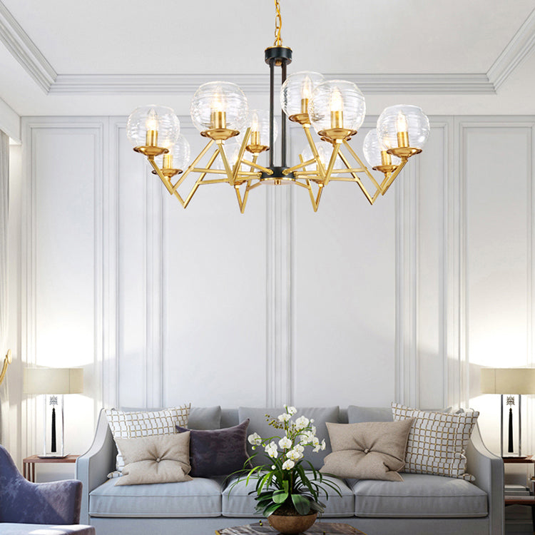 Candle Living Room Chandelier with Oval Shade Gold Modern Elegant Pendant Light in Gold Finish Clearhalo 'Ceiling Lights' 'Chandeliers' 'Modern Chandeliers' 'Modern' Lighting' 116665