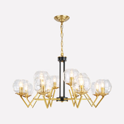 Candle Living Room Chandelier with Oval Shade Gold Modern Elegant Pendant Light in Gold Finish 12 Gold Clearhalo 'Ceiling Lights' 'Chandeliers' 'Modern Chandeliers' 'Modern' Lighting' 116666