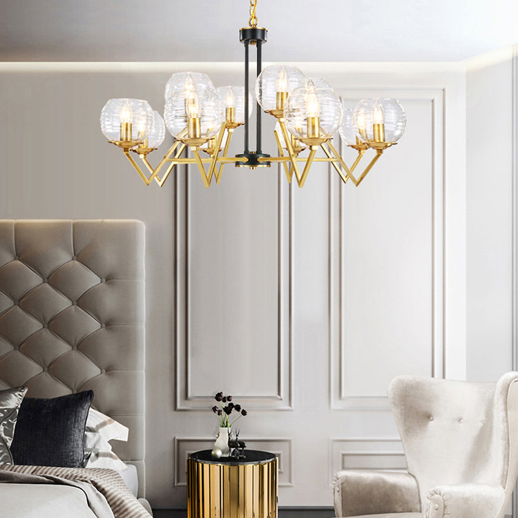 Candle Living Room Chandelier with Oval Shade Gold Modern Elegant Pendant Light in Gold Finish Clearhalo 'Ceiling Lights' 'Chandeliers' 'Modern Chandeliers' 'Modern' Lighting' 116668