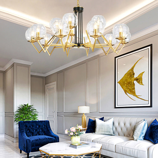 Candle Living Room Chandelier with Oval Shade Gold Modern Elegant Pendant Light in Gold Finish Clearhalo 'Ceiling Lights' 'Chandeliers' 'Modern Chandeliers' 'Modern' Lighting' 116670