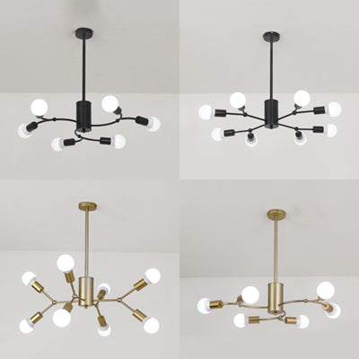 Branch Shaped Hanging Lamp Modern Stylish Metal Chandelier in Black/Gold for Living Room Hotel Clearhalo 'Ceiling Lights' 'Chandeliers' 'Modern Chandeliers' 'Modern' Lighting' 116792