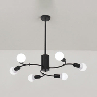 Branch Shaped Hanging Lamp Modern Stylish Metal Chandelier in Black/Gold for Living Room Hotel 6 Black Clearhalo 'Ceiling Lights' 'Chandeliers' 'Modern Chandeliers' 'Modern' Lighting' 116794