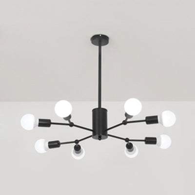 Branch Shaped Hanging Lamp Modern Stylish Metal Chandelier in Black/Gold for Living Room Hotel 8 Black Clearhalo 'Ceiling Lights' 'Chandeliers' 'Modern Chandeliers' 'Modern' Lighting' 116795