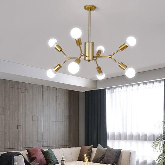 Branch Shaped Hanging Lamp Modern Stylish Metal Chandelier in Black/Gold for Living Room Hotel Clearhalo 'Ceiling Lights' 'Chandeliers' 'Modern Chandeliers' 'Modern' Lighting' 116798