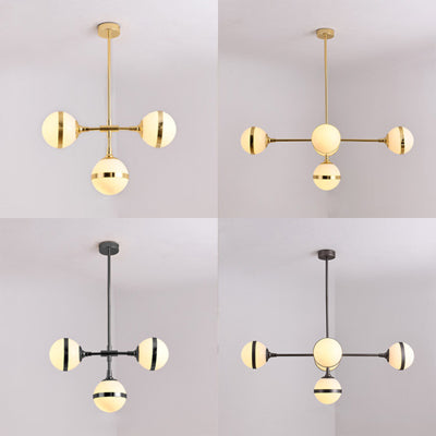 Globe Shade Chandelier Contemporary 3/5 Lights Milk Glass Hanging Light in Gold for Dining Room Clearhalo 'Ceiling Lights' 'Chandeliers' 'Modern Chandeliers' 'Modern' Lighting' 116886