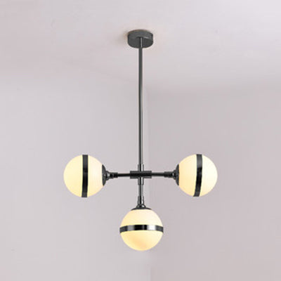 Globe Shade Chandelier Contemporary 3/5 Lights Milk Glass Hanging Light in Gold for Dining Room 3 Silver Clearhalo 'Ceiling Lights' 'Chandeliers' 'Modern Chandeliers' 'Modern' Lighting' 116892
