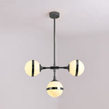 Globe Shade Chandelier Contemporary 3/5 Lights Milk Glass Hanging Light in Gold for Dining Room 3 Silver Clearhalo 'Ceiling Lights' 'Chandeliers' 'Modern Chandeliers' 'Modern' Lighting' 116892