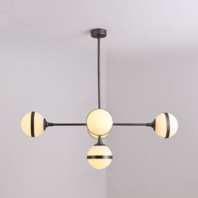 Globe Shade Chandelier Contemporary 3/5 Lights Milk Glass Hanging Light in Gold for Dining Room 5 Silver Clearhalo 'Ceiling Lights' 'Chandeliers' 'Modern Chandeliers' 'Modern' Lighting' 116894