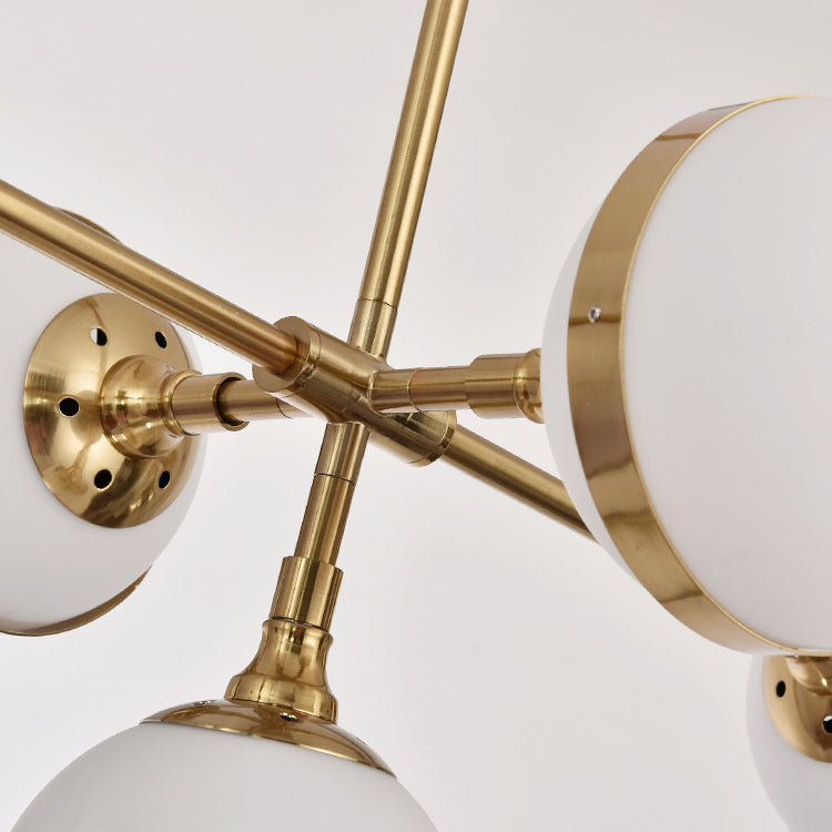 Globe Shade Chandelier Contemporary 3/5 Lights Milk Glass Hanging Light in Gold for Dining Room Clearhalo 'Ceiling Lights' 'Chandeliers' 'Modern Chandeliers' 'Modern' Lighting' 116895