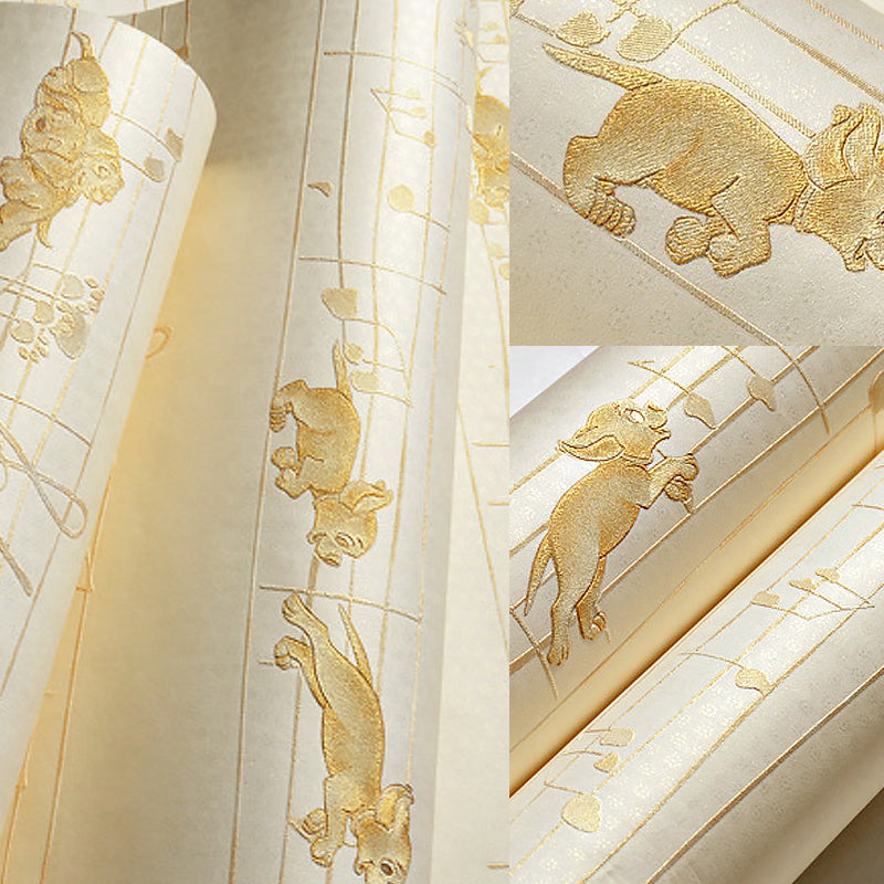 Wallpaper Roll Puppy Soft Color Novelty Non-Woven Material Wall Art for Child Room Yellow Clearhalo 'Wall Decor' 'Wallpaper' 1170351