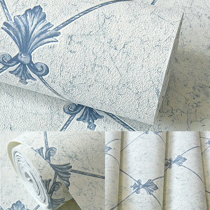 Lattice and Fleur De Lis Wallpaper Modern Moisture Resistant Bedroom Wall Covering, 57.1-sq ft Clearhalo 'Modern wall decor' 'Modern' 'Wallpaper' Wall Decor' 1170456