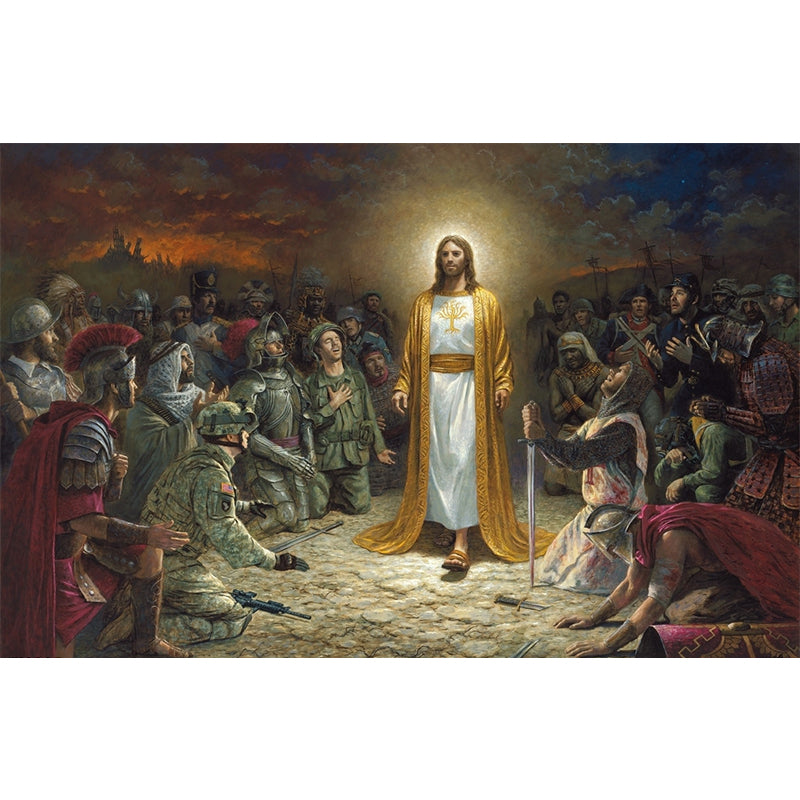 Retro The King of Kings Murals Brown Religion Wall Covering for Living Room Decor Clearhalo 'Wall Decor' 'Wall Mural' 1171180