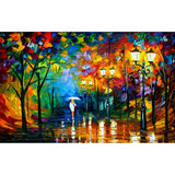 Stroll Oil Painting Mural Wallpaper Blue-Orange-Yellow Country Wall Decor for Stairs Clearhalo 'Wall Decor' 'Wall Mural' 1171200