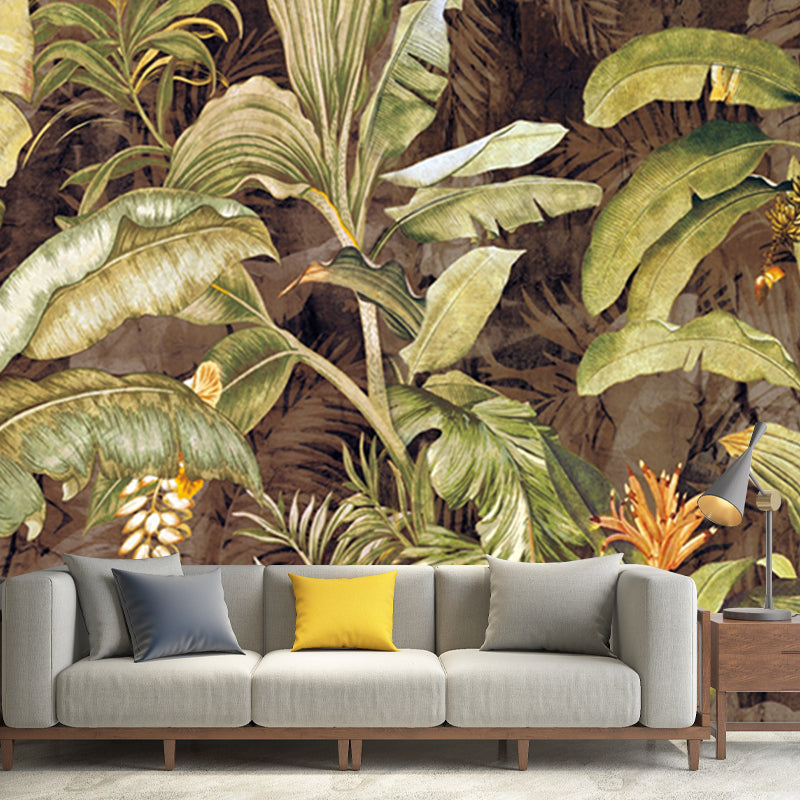 Tropix Banana Leaves Wallpaper Mural for Bedroom Decoration Customized Wall Covering in Green Green Clearhalo 'Wall Decor' 'Wall Mural' 1171527