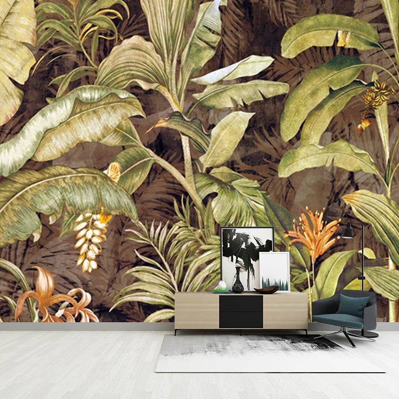 Tropix Banana Leaves Wallpaper Mural for Bedroom Decoration Customized Wall Covering in Green Clearhalo 'Wall Decor' 'Wall Mural' 1171529