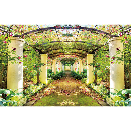 3D Visual Garden Pathway Mural Novelty Stain Resistant Living Room Wall Art, Custom Size Available Clearhalo 'Wall Decor' 'Wall Mural' 1171560