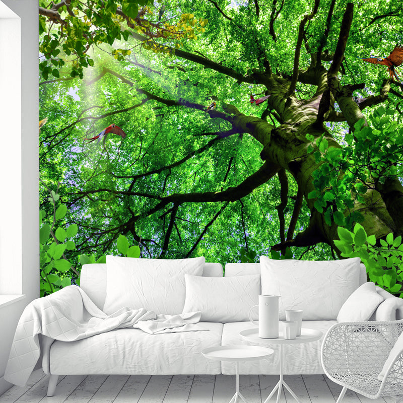 Whole Tropical Wall Covering Murals in Green Look-Up View of Tree Pattern Wall Decoration, Optional Size Green Clearhalo 'Wall Decor' 'Wall Mural' 1171562