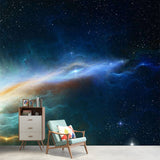 Black-Blue Galaxy Wallpaper Murals Stain-Resistant Wall Art for Bedroom Decor, Stain-Resistant Clearhalo 'Wall Decor' 'Wall Mural' 1171613