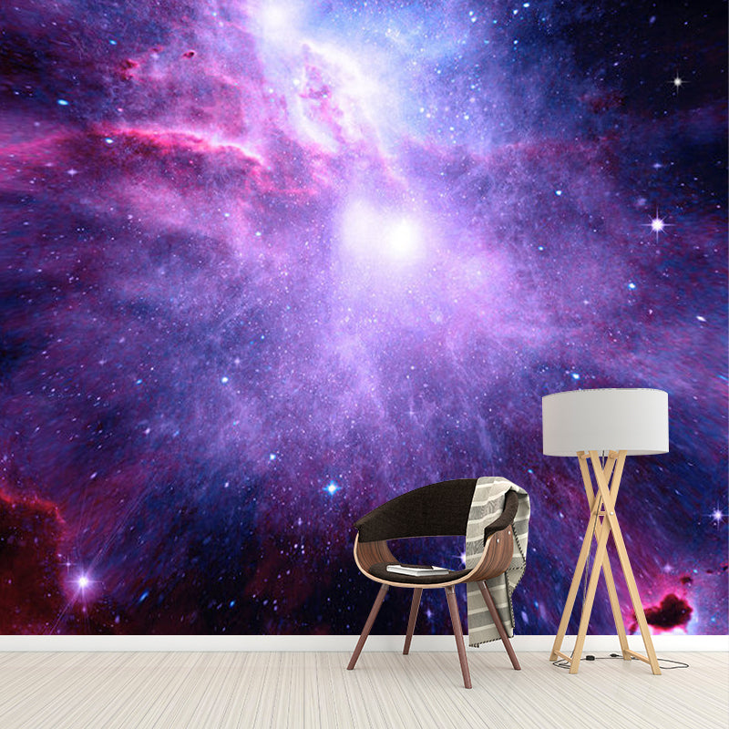 Purple Nebula Wall Murals Space Novelty Stain-Proof Wall Covering for Childrens Room Clearhalo 'Wall Decor' 'Wall Mural' 1171618