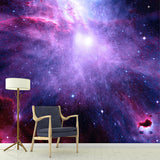 Purple Nebula Wall Murals Space Novelty Stain-Proof Wall Covering for Childrens Room Clearhalo 'Wall Decor' 'Wall Mural' 1171619