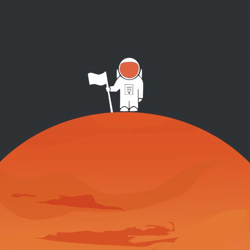 Black-Orange Cartoon Wall Murals Whole Spaceman Patterned Wall Decor for Kids Room Clearhalo 'Wall Decor' 'Wall Mural' 1171670