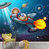 Blue Childrens Art Wall Murals Large Cartoon Astronaut Patterned Wall Decor for Nursery Clearhalo 'Wall Decor' 'Wall Mural' 1171783