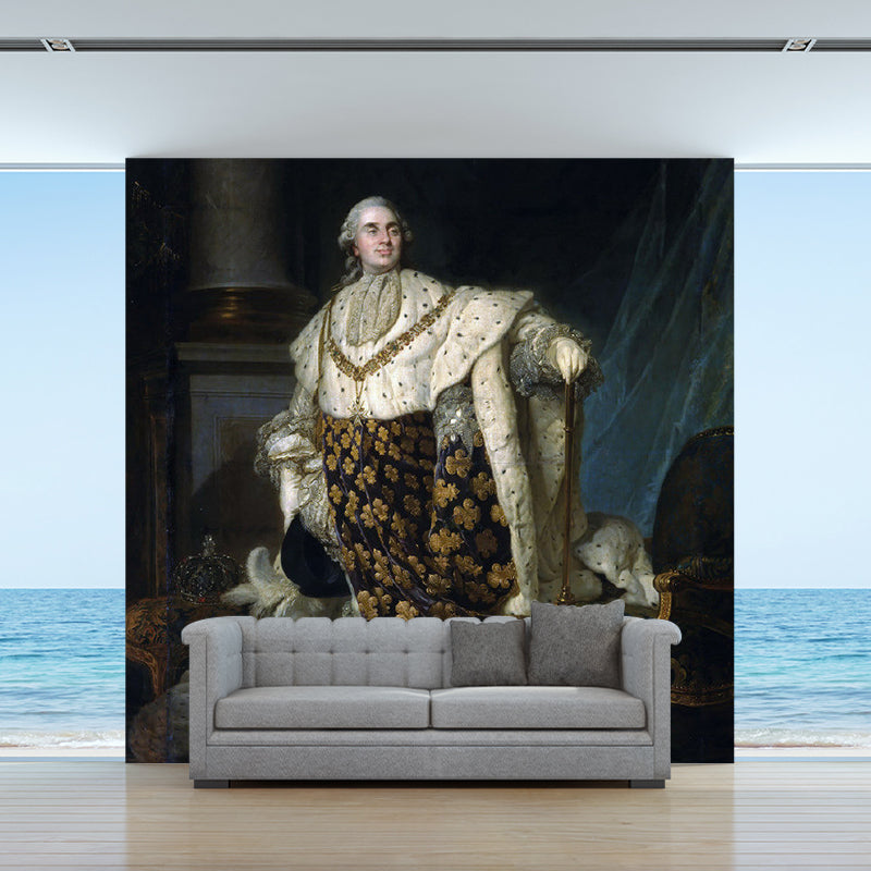 Big Genteel Man Wall Decor in Black and Grey Non-Woven Wall Mural for Bedroom, Custom-Made Clearhalo 'Wall Decor' 'Wall Mural' 1171793