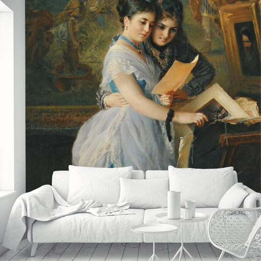 Traditional Fairy Girl Wall Decor in White and Brown Bedroom Wall Mural, Made to Measure Clearhalo 'Wall Decor' 'Wall Mural' 1171873