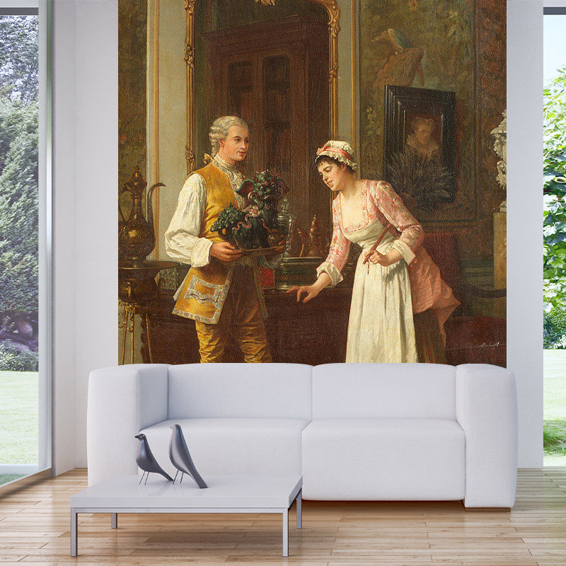 Big Oil Painting Wall Art in Brown Non-Woven Material Wall Mural for Home, Made to Measure Clearhalo 'Wall Decor' 'Wall Mural' 1171954