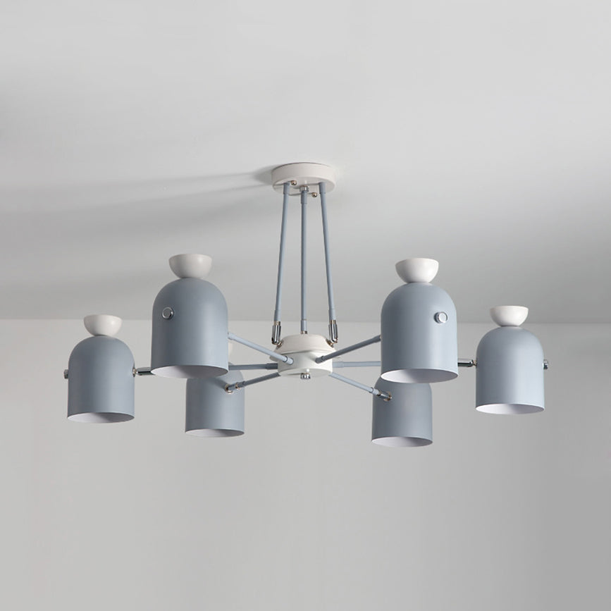 Macaron Loft Cup Pendant Light Metallic 3/6 Heads Chandelier in Candy Color for Living Room Clearhalo 'Ceiling Lights' 'Chandeliers' 'Modern Chandeliers' 'Modern' Lighting' 117201