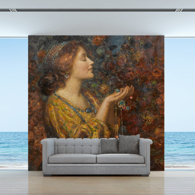 Thomas Edwin Jewels Mural Wallpaper Retro Stain Resistant Bedroom Wall Decoration Brown Clearhalo 'Wall Decor' 'Wall Mural' 1172147